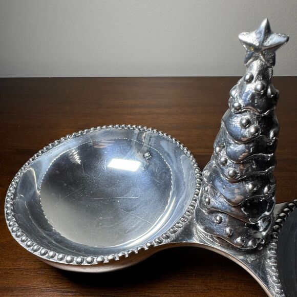 Vintage Mariposa Christmas Tree Double Bowl Serving Dish - Picture 8 of 12